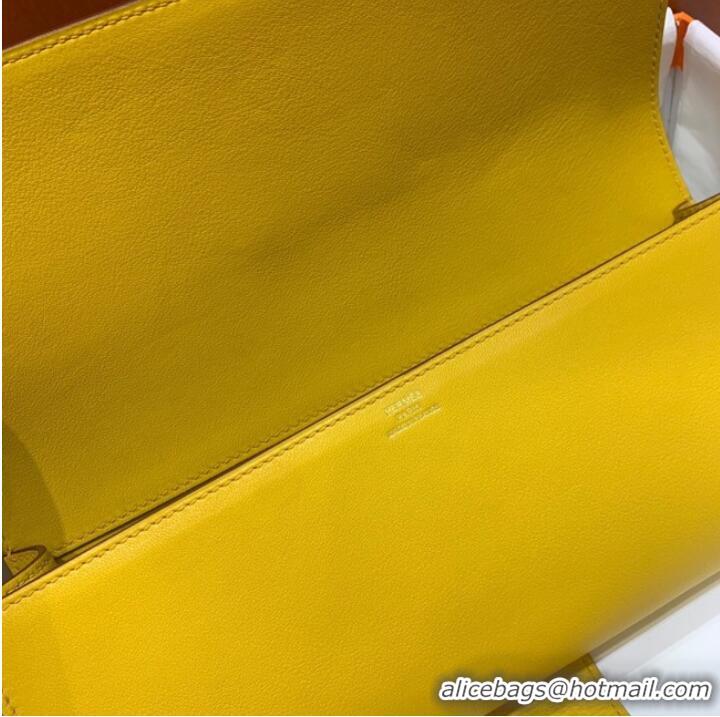 Famous Brand Hermes H Medor swift Leather Clutch 37566 yellow&Gold hardware