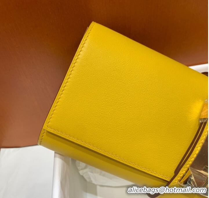 Famous Brand Hermes H Medor swift Leather Clutch 37566 yellow&Gold hardware