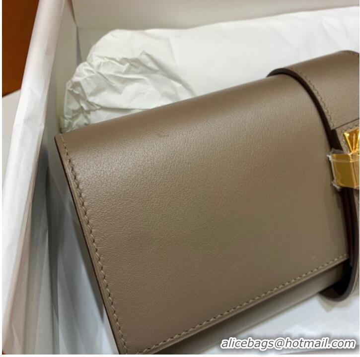 Reasonable Price Hermes H Medor swift Leather Clutch 37566 gray&Gold hardware