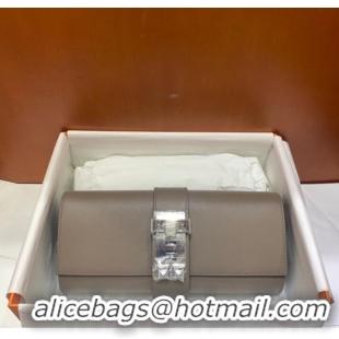 Good Taste Hermes H Medor swift Leather Clutch 37566 gray&Silver hardware