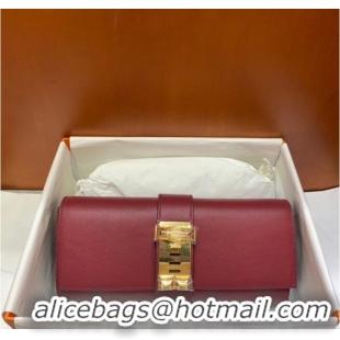 Cheapest Hermes H Medor swift Leather Clutch 37566 Burgundy&gold hardware