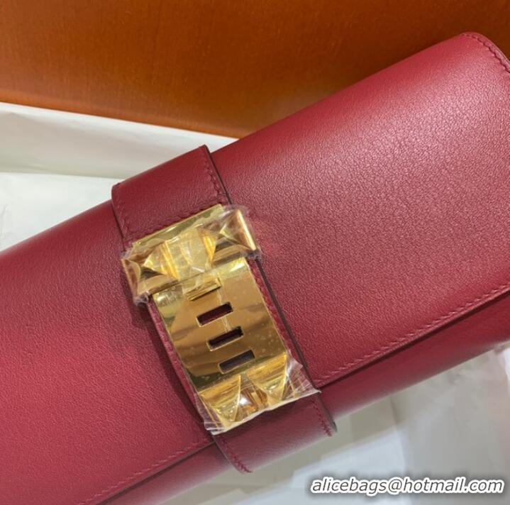 Cheapest Hermes H Medor swift Leather Clutch 37566 Burgundy&gold hardware