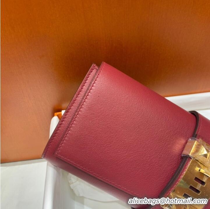 Cheapest Hermes H Medor swift Leather Clutch 37566 Burgundy&gold hardware