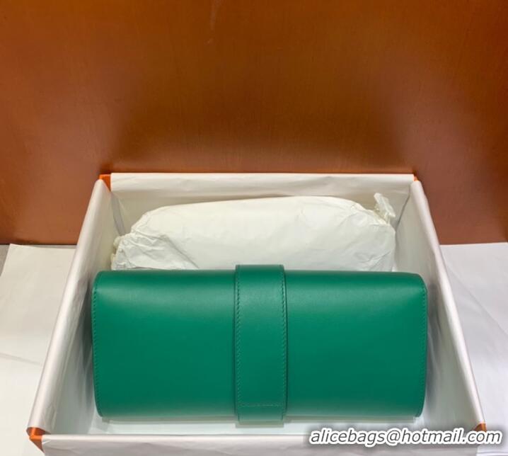 Top Grade Hermes H Medor swift Leather Clutch 37566 green&Silver hardware