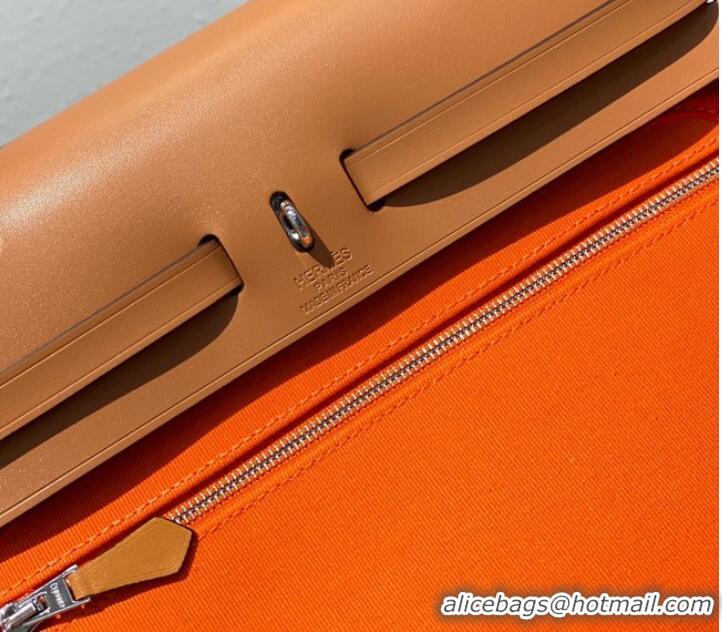 Good Product Hermes Herbag 31CM Original Canvas Leather & Calfskin 48887 orange&brown