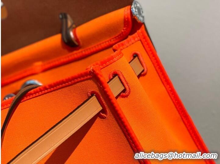 Good Product Hermes Herbag 31CM Original Canvas Leather & Calfskin 48887 orange&brown