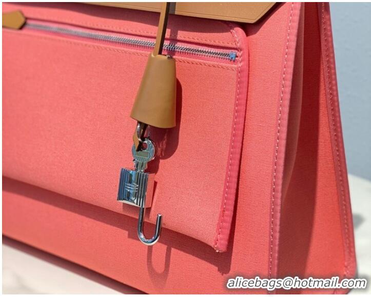 Top Grade Hermes Herbag 31CM Original Canvas Leather & Calfskin 48887 pink&brown