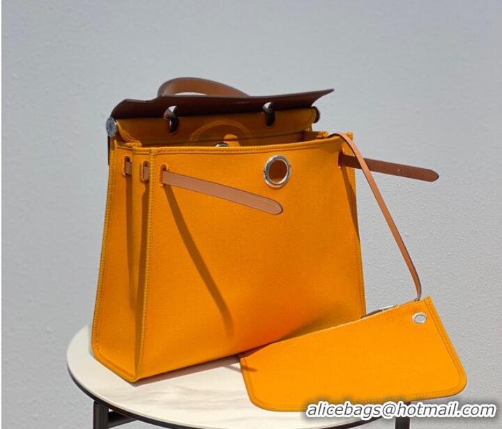 Well Crafted Hermes Herbag 31CM Original Canvas Leather & Calfskin 48887 yellow&brown