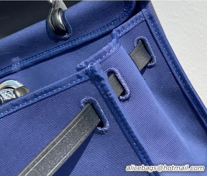 Luxurious Hermes Herbag 31CM Original Canvas Leather & Calfskin 48887 blue&black