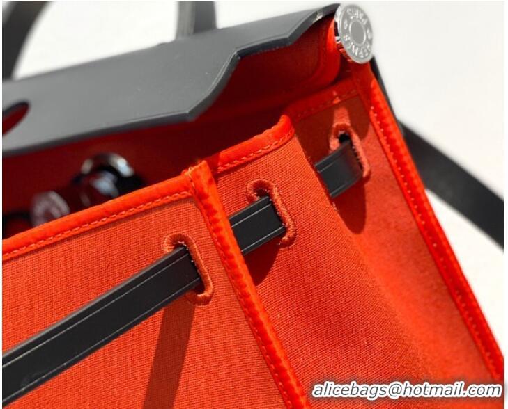 Famous Brand Hermes Herbag 31CM Original Canvas Leather & Calfskin 48887 orange&black