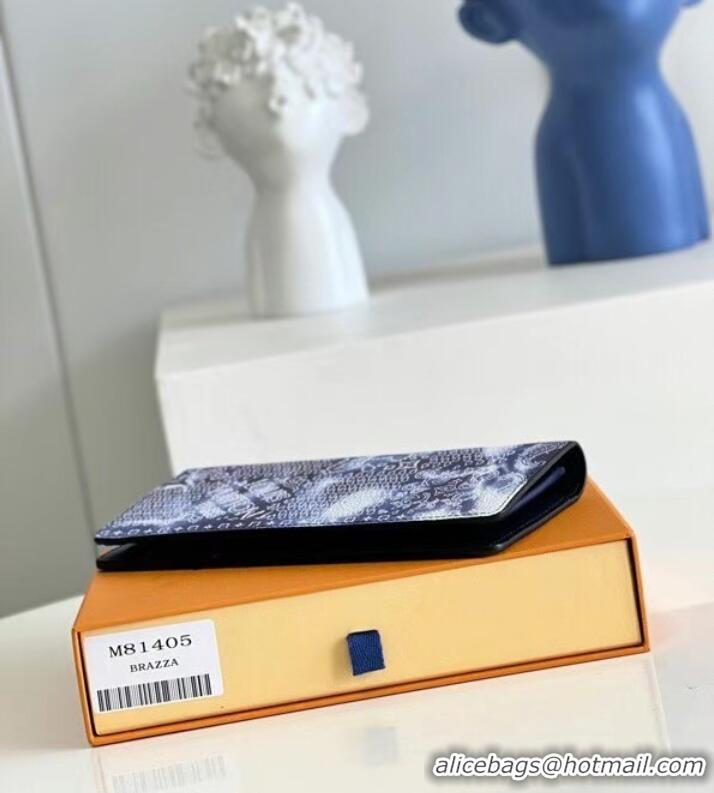 Original Cheap Louis Vuitton BRAZZA WALLET M81405 blue