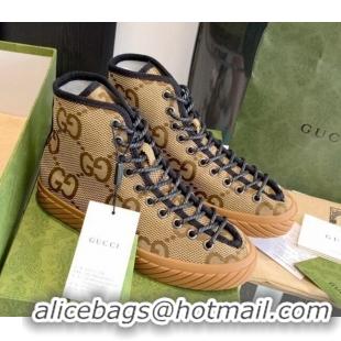 Best Price Gucci Maxi-GG Canvas High-top Sneakers Camel Brown 070263