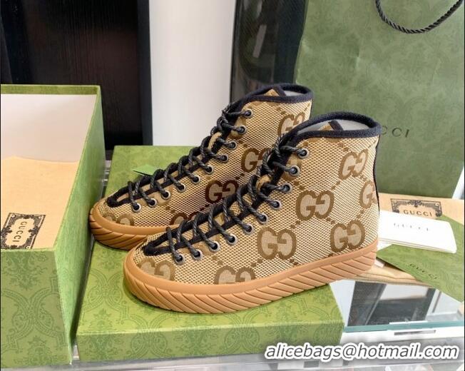 Best Price Gucci Maxi-GG Canvas High-top Sneakers Camel Brown 070263