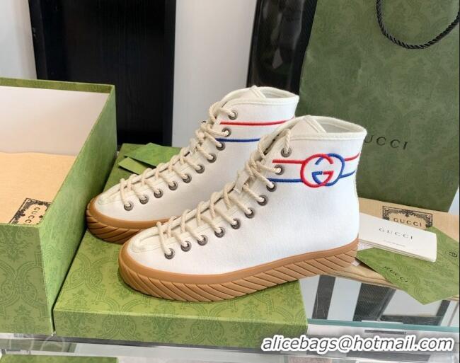 Stylish Gucci GG Canvas High-top Sneakers White 070264