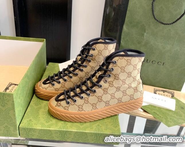 Classic Hot Gucci GG Canvas High-top Sneakers Brown 070265