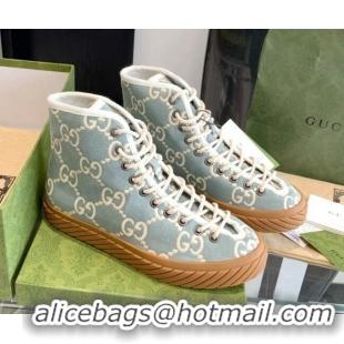 Best Price Gucci GG Canvas High-top Sneakers Blue/White 070267