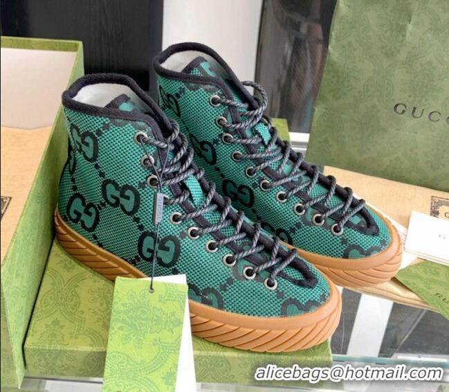 Top Grade Gucci GG Canvas High-top Sneakers Green 070268