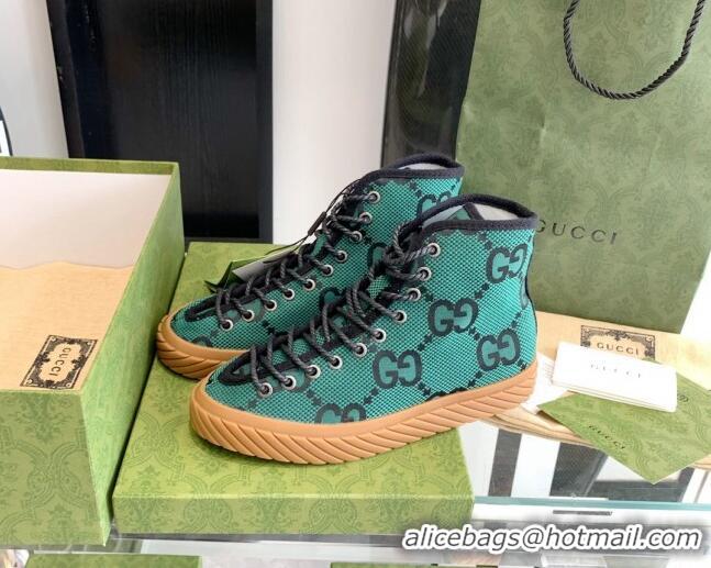 Top Grade Gucci GG Canvas High-top Sneakers Green 070268