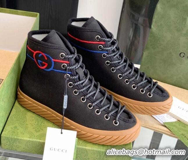 Grade Quality Gucci GG Canvas High-top Sneakers Black 070269