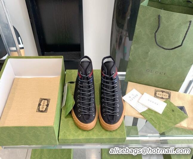 Grade Quality Gucci GG Canvas High-top Sneakers Black 070269