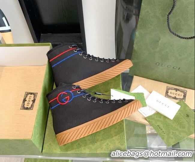 Grade Quality Gucci GG Canvas High-top Sneakers Black 070269