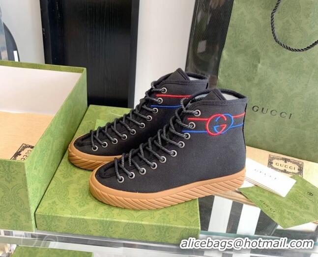 Grade Quality Gucci GG Canvas High-top Sneakers Black 070269