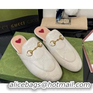 Low Price Gucci GG Matelasse Princetown Flat Slipper 699901 White 2022