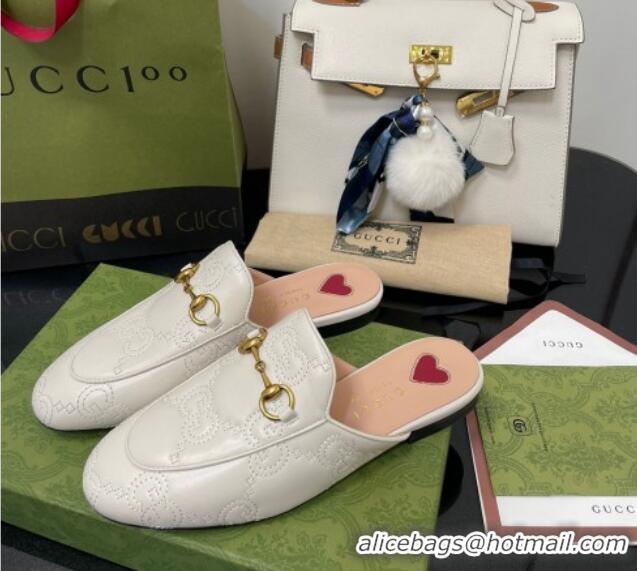 Low Price Gucci GG Matelasse Princetown Flat Slipper 699901 White 2022