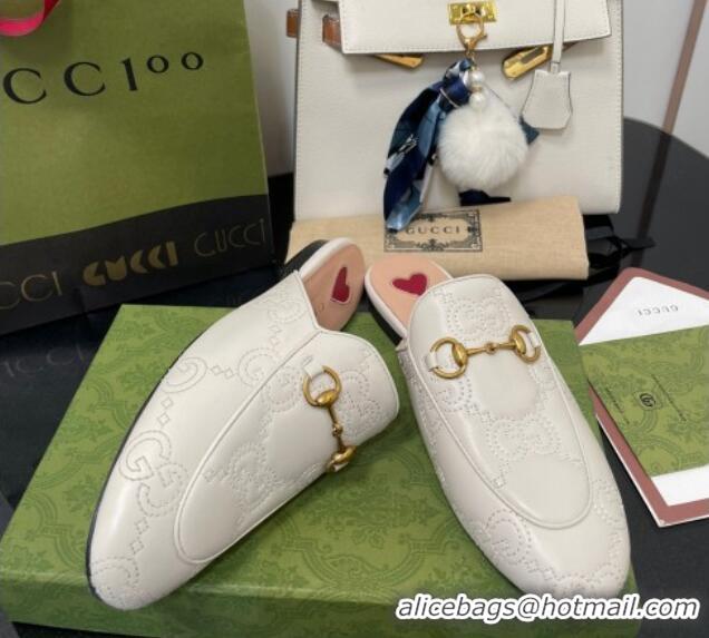 Low Price Gucci GG Matelasse Princetown Flat Slipper 699901 White 2022