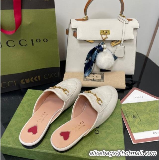 Low Price Gucci GG Matelasse Princetown Flat Slipper 699901 White 2022