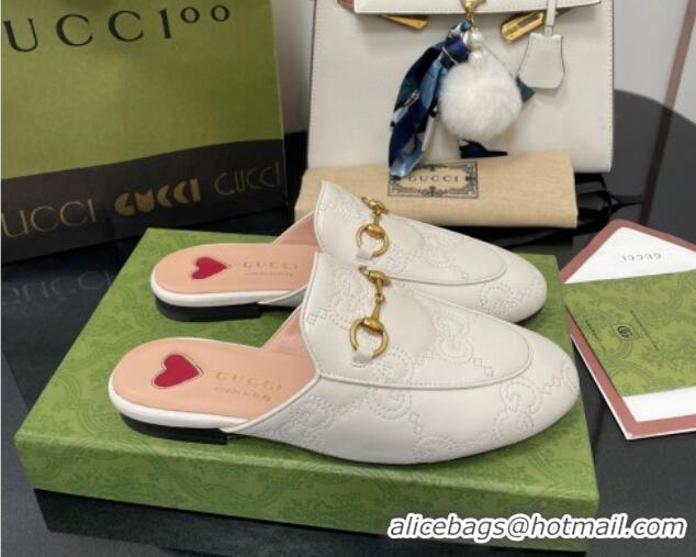 Low Price Gucci GG Matelasse Princetown Flat Slipper 699901 White 2022