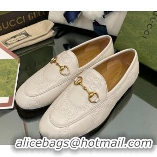 Good Quality Gucci GG Matelasse Lambskin Princetown Loafers White 070273