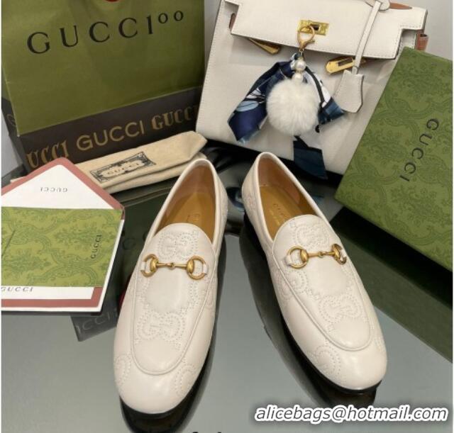 Good Quality Gucci GG Matelasse Lambskin Princetown Loafers White 070273