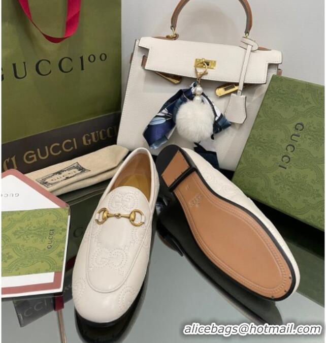 Good Quality Gucci GG Matelasse Lambskin Princetown Loafers White 070273