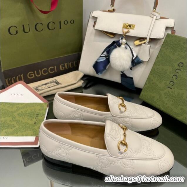 Good Quality Gucci GG Matelasse Lambskin Princetown Loafers White 070273