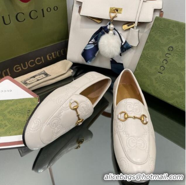 Good Quality Gucci GG Matelasse Lambskin Princetown Loafers White 070273