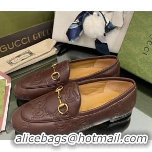 Pretty Style Gucci GG Matelasse Lambskin Princetown Loafers Brown 070275