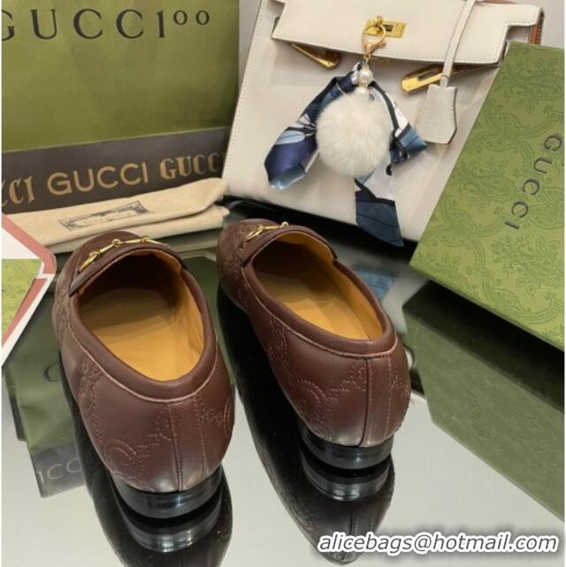 Pretty Style Gucci GG Matelasse Lambskin Princetown Loafers Brown 070275