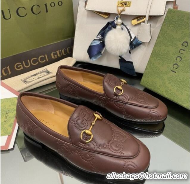 Pretty Style Gucci GG Matelasse Lambskin Princetown Loafers Brown 070275