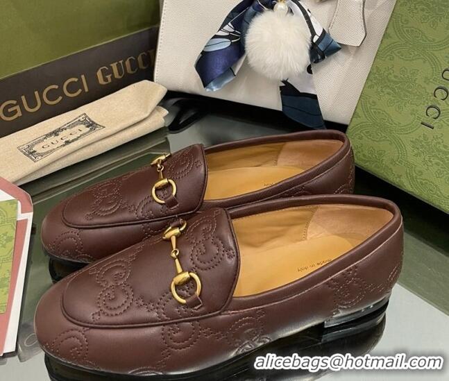 Pretty Style Gucci GG Matelasse Lambskin Princetown Loafers Brown 070275