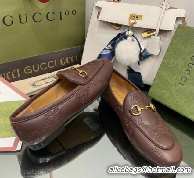 Pretty Style Gucci GG Matelasse Lambskin Princetown Loafers Brown 070275