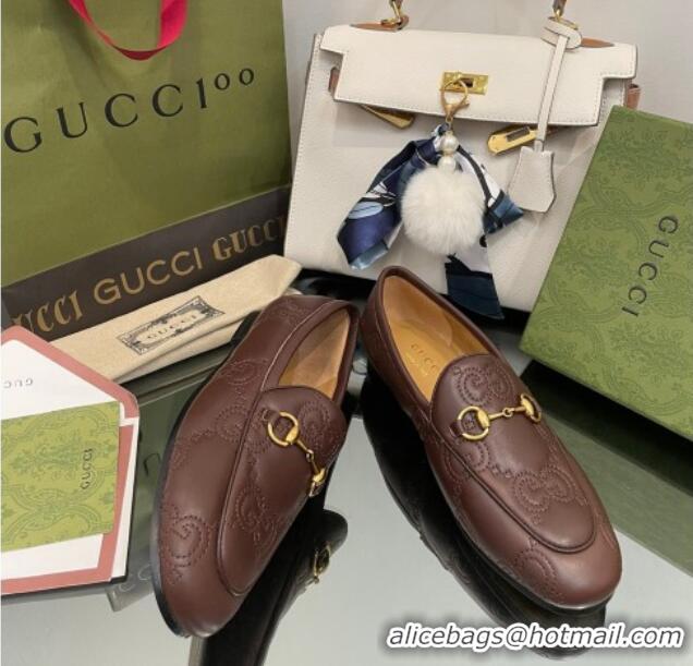 Pretty Style Gucci GG Matelasse Lambskin Princetown Loafers Brown 070275