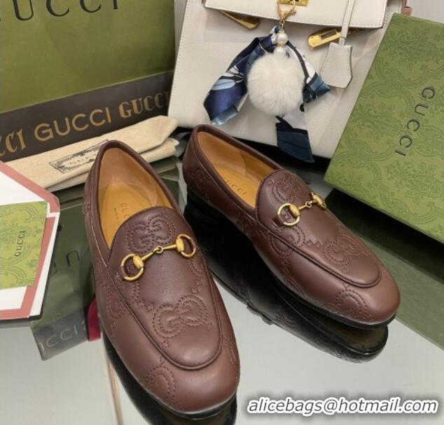 Pretty Style Gucci GG Matelasse Lambskin Princetown Loafers Brown 070275