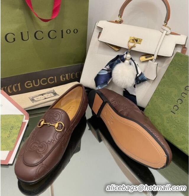 Pretty Style Gucci GG Matelasse Lambskin Princetown Loafers Brown 070275