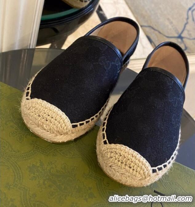 Best Grade Gucci GG Canvas Espadrilles Black 070403