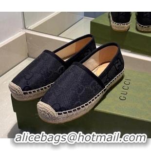 Luxury Gucci Maxi-GG Canvas Espadrilles Black 070405