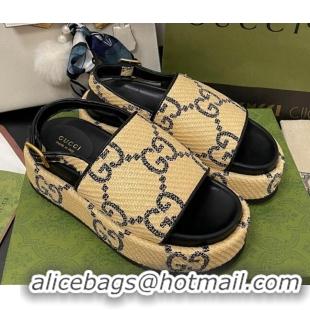 Duplicate Gucci GG Platform Sandal 5.5cm Beige/Black 070411