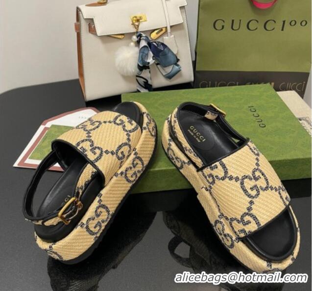 Duplicate Gucci GG Platform Sandal 5.5cm Beige/Black 070411