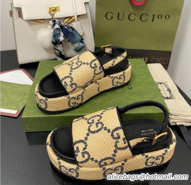 Duplicate Gucci GG Platform Sandal 5.5cm Beige/Black 070411