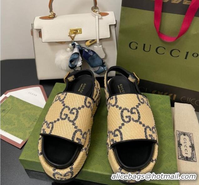 Duplicate Gucci GG Platform Sandal 5.5cm Beige/Black 070411